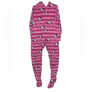 Hello Kitty Pink women’s one piece footsie pajamas full zip size XL